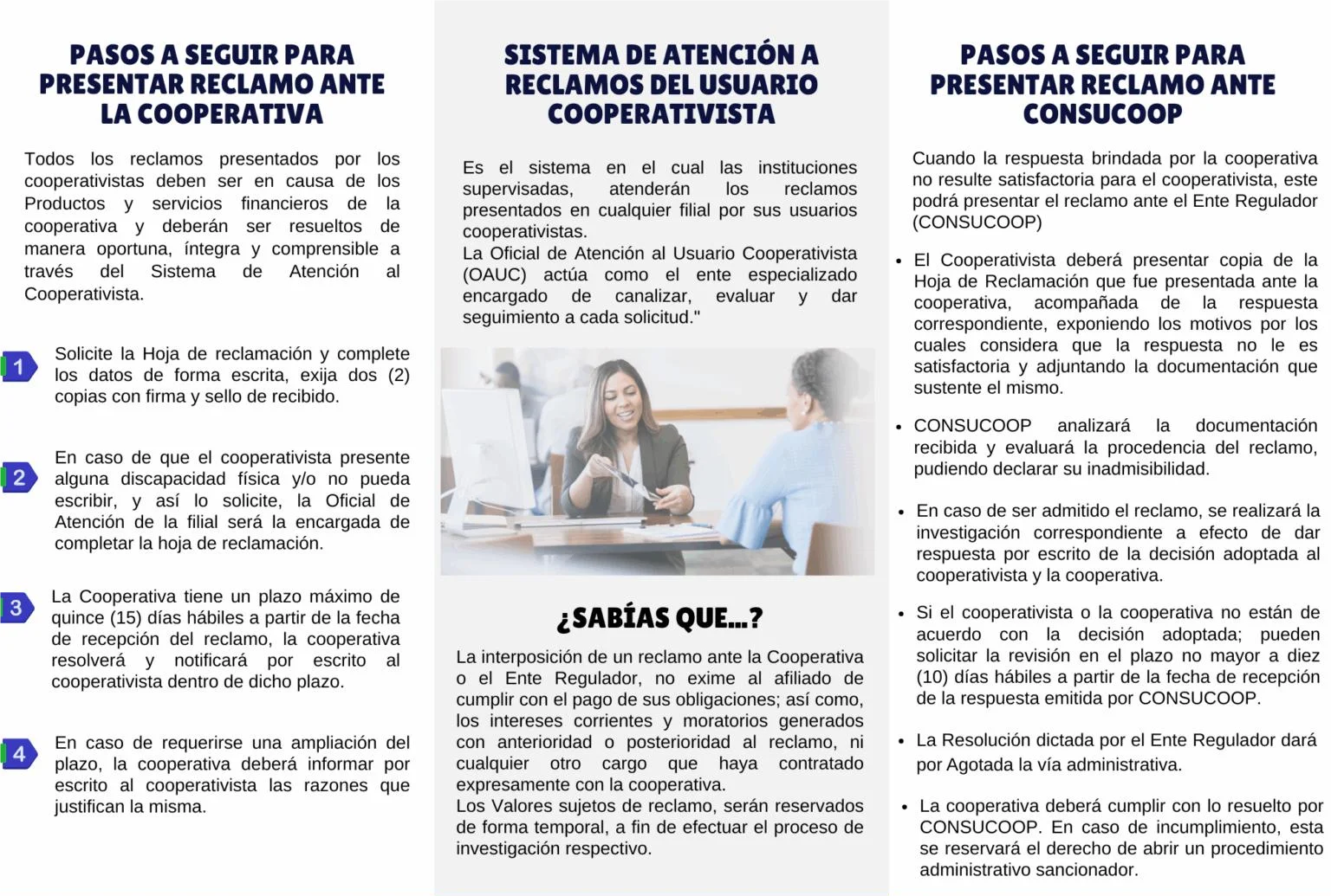 Información adicional sobre procedimiento de reclamos